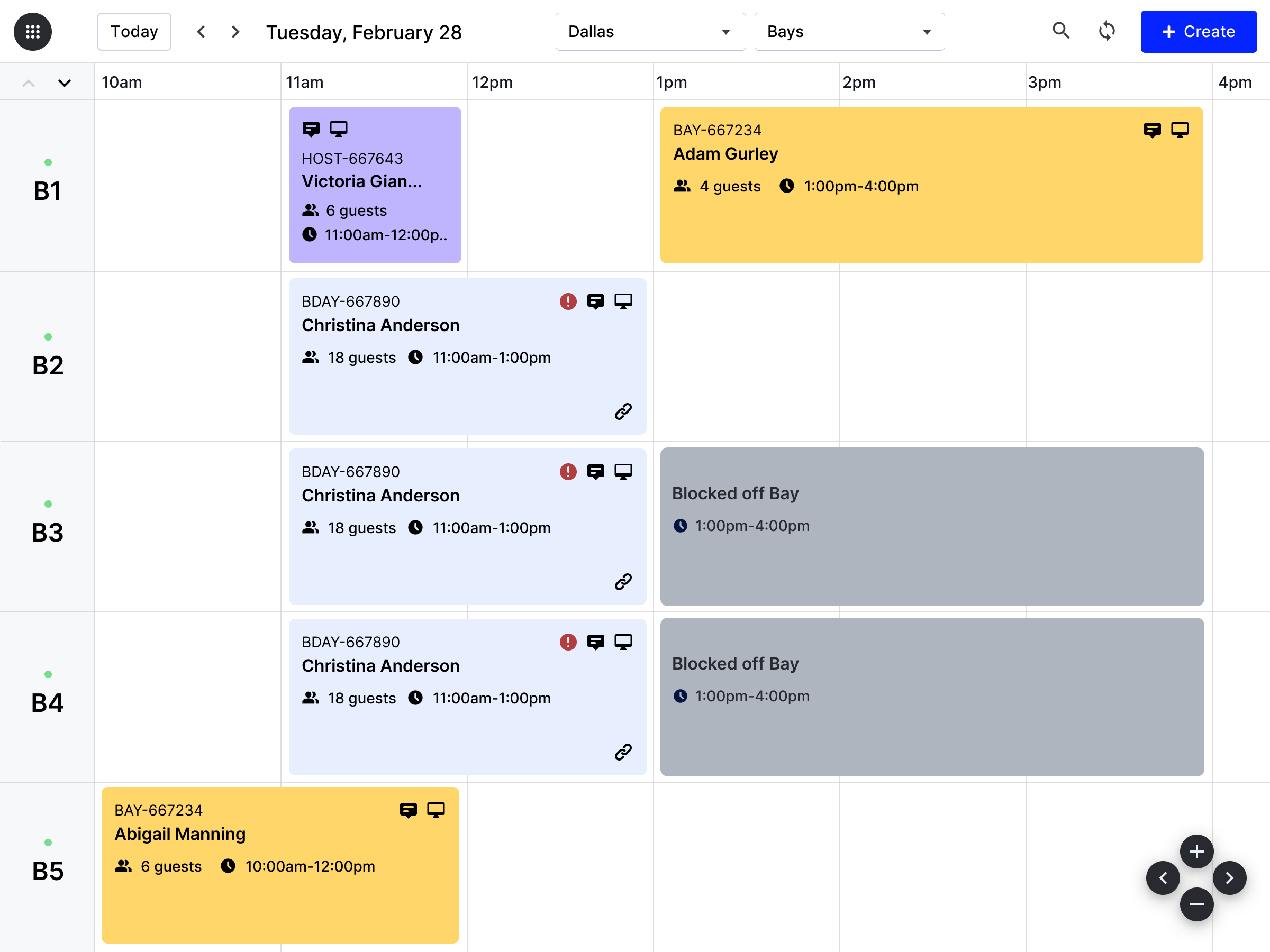 Rex Host app showing calendar and check-in